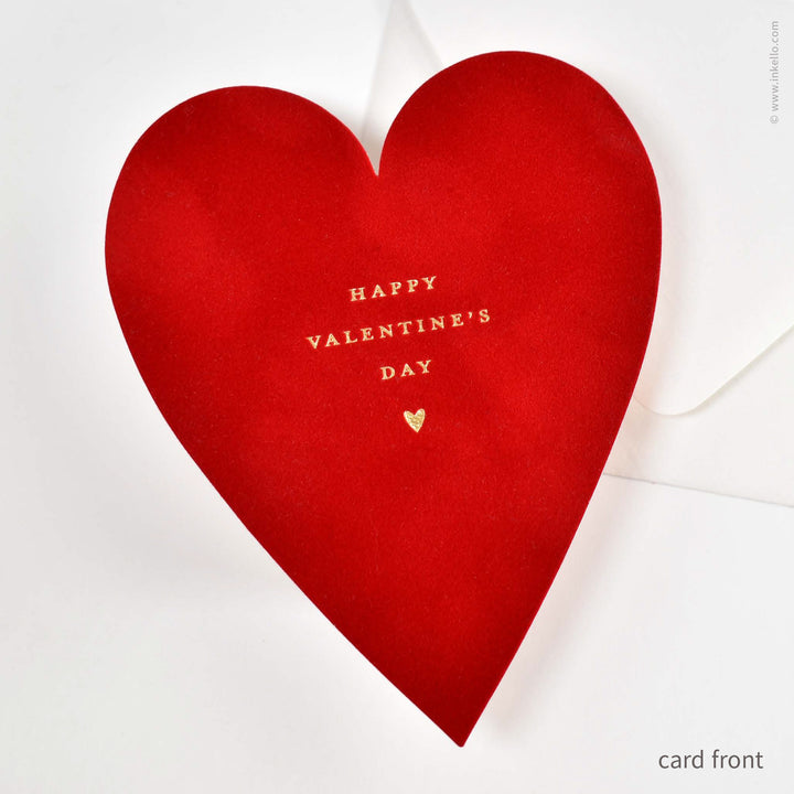 Crimson Velveteen Heart Valentine with Gold Foil (
