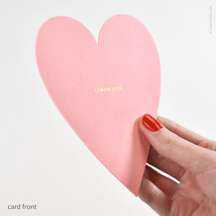 Pink Velveteen Heart Valentine with Gold Foil (