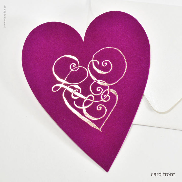 Mulberry Velveteen Heart Valentine with Rose Gold Foil (