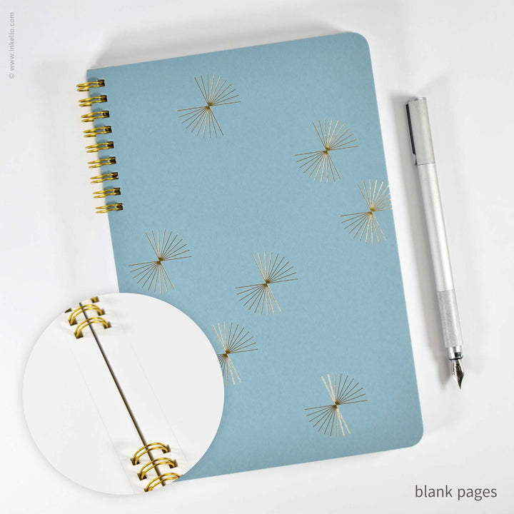 Gold Bursts Spiral Notebook with Lagoon Blue Cover (