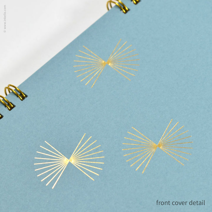 Gold Bursts Spiral Notebook with Lagoon Blue Cover (