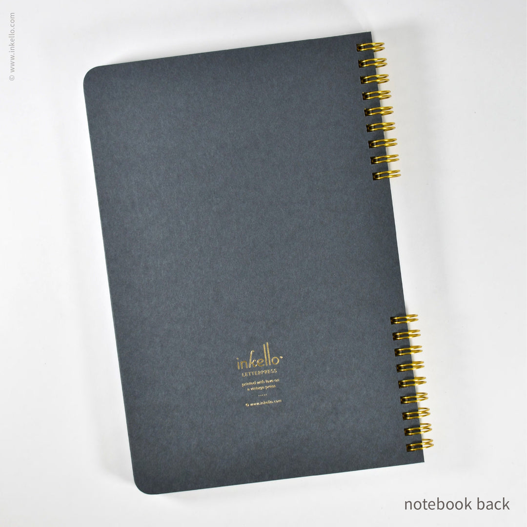 Gold Bursts Spiral Notebook with Stormy Grey Cover (