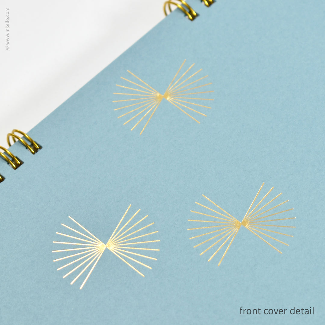 Gold Bursts Weekly Planner with Lagoon Blue Cover (