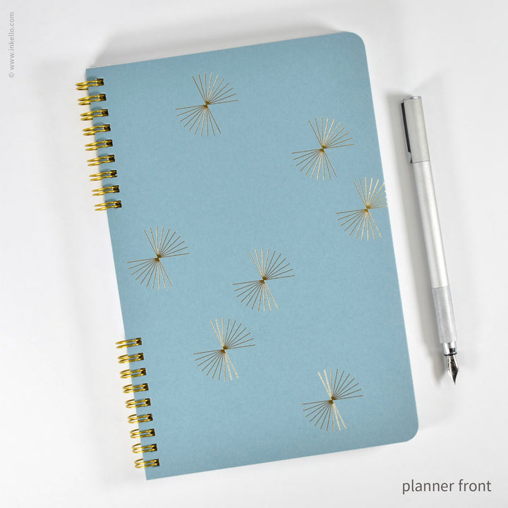 Gold Bursts Weekly Planner with Lagoon Blue Cover (