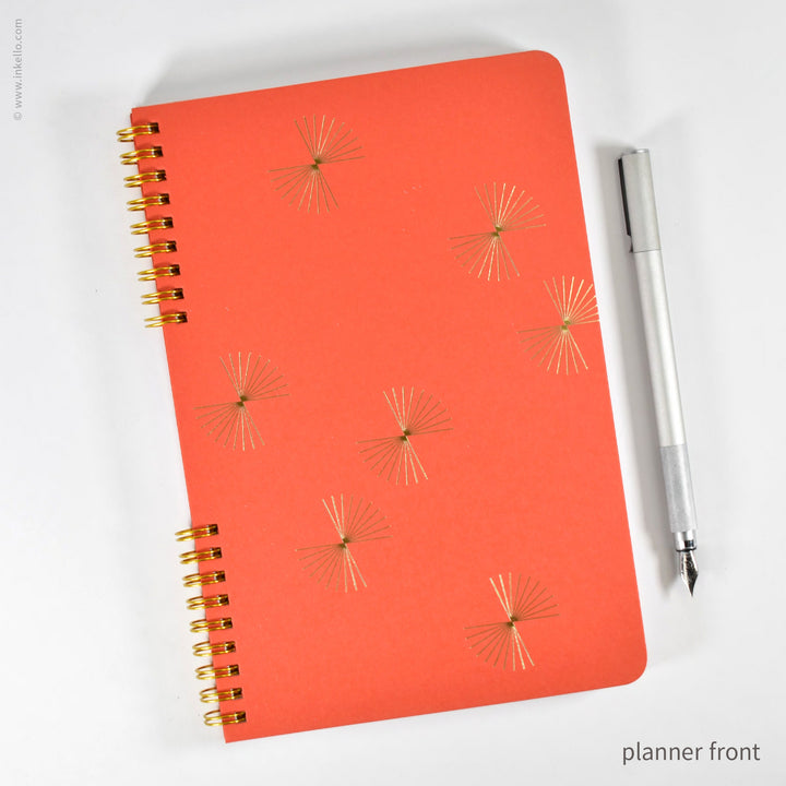 Gold Bursts Weekly Planner with Scarlet Red Cover (
