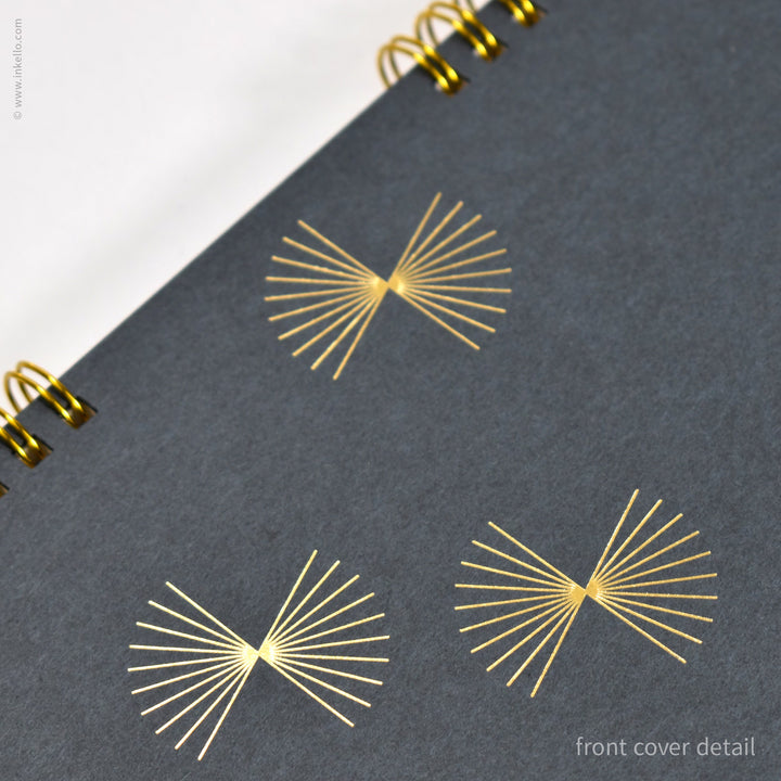 Gold Bursts Weekly Planner with Stormy Grey Cover (