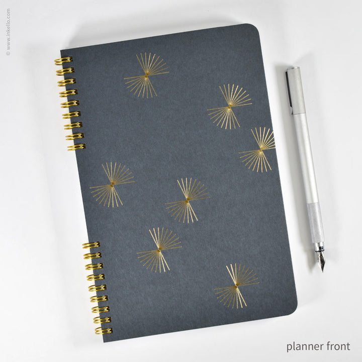 Gold Bursts Weekly Planner with Stormy Grey Cover (
