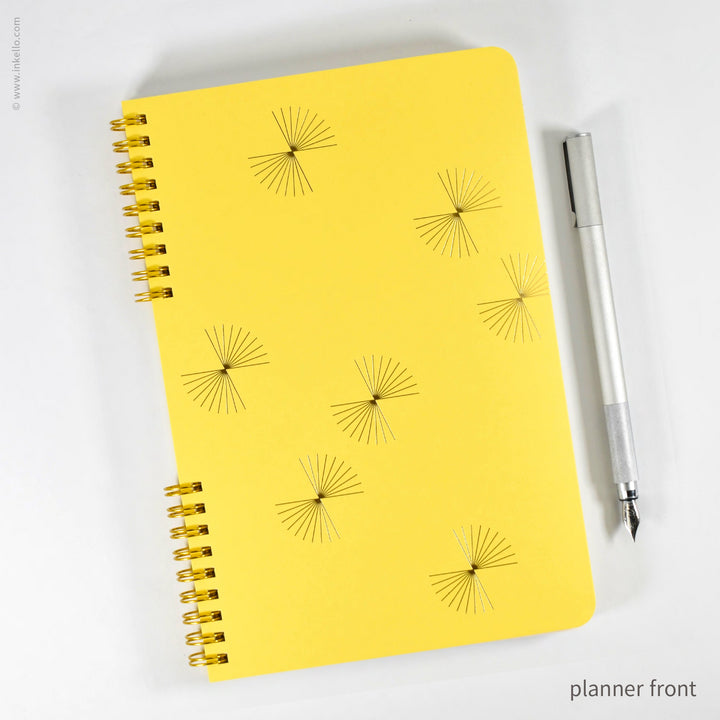 Gold Bursts Weekly Planner with Sunshine Yellow Cover (