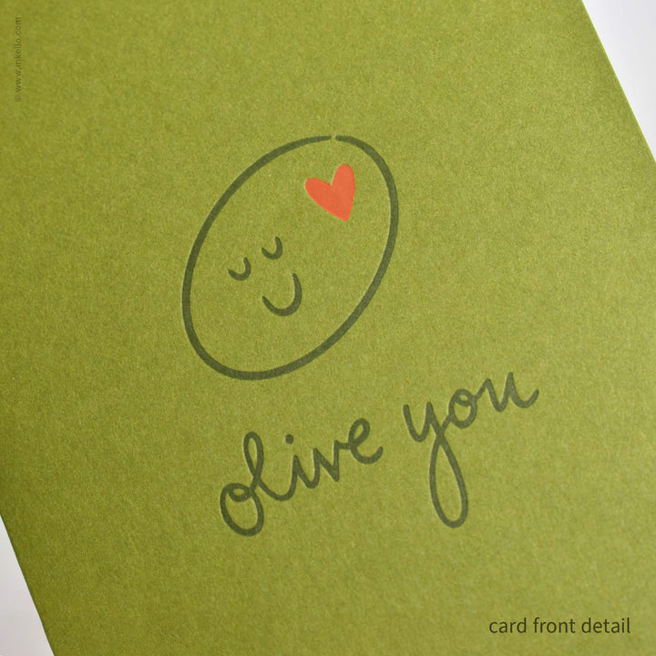 "Olive You" Card with Tiny Red Heart (