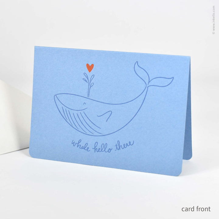 "Whale Hello There" Spouting Whale with Tiny Red Heart (