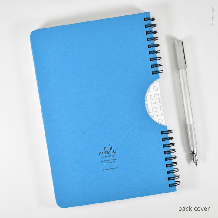 Black Asterisks Spiral Notebook with Cyan Cover (