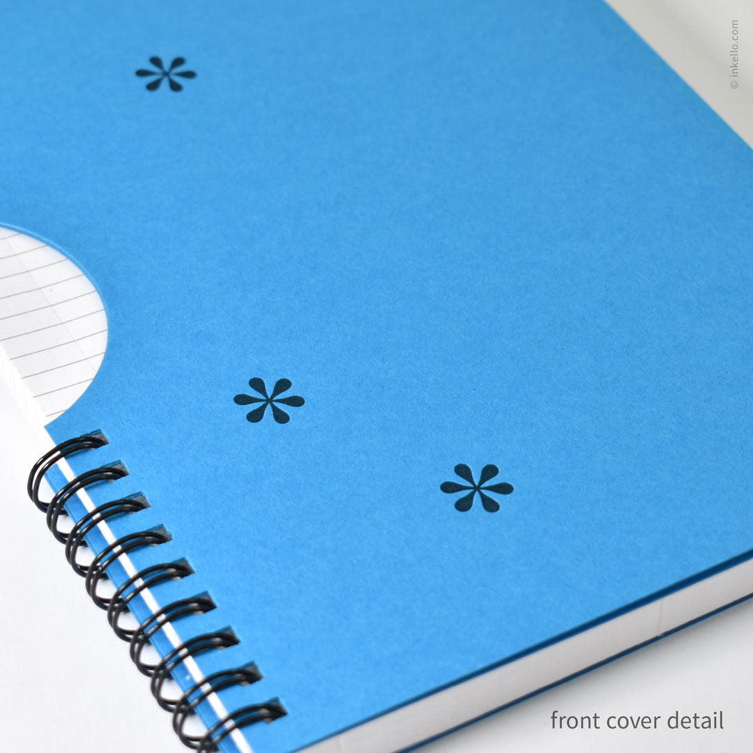 Black Asterisks Spiral Notebook with Cyan Cover (