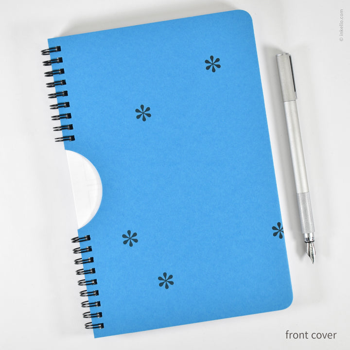 Black Asterisks Weekly Planner with Cyan Cover (
