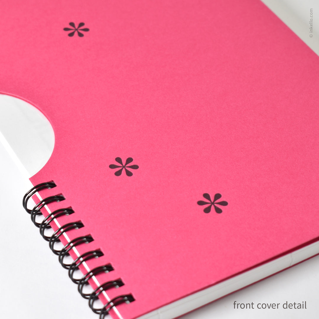 Black Asterisks Weekly Planner with Hot Pink Cover (