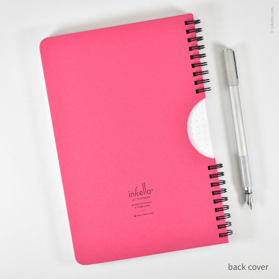 Black Asterisks Spiral Notebook with Hot Pink Cover (