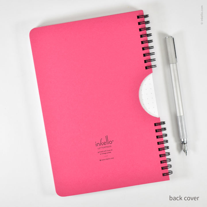 Black Asterisks Spiral Notebook with Hot Pink Cover (