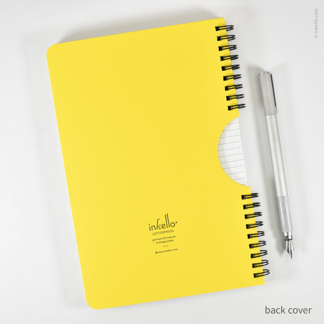Black Asterisks Spiral Notebook with Yellow Cover (