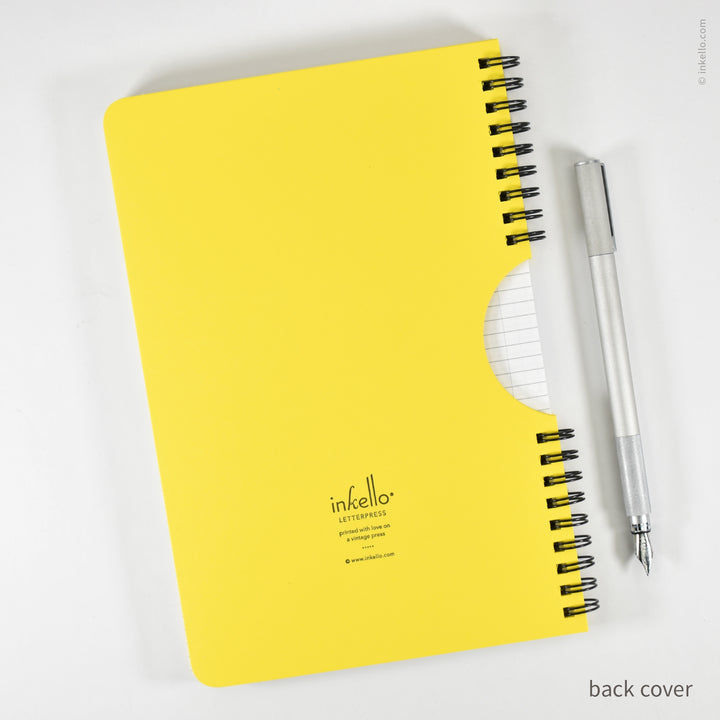 Black Asterisks Spiral Notebook with Yellow Cover (