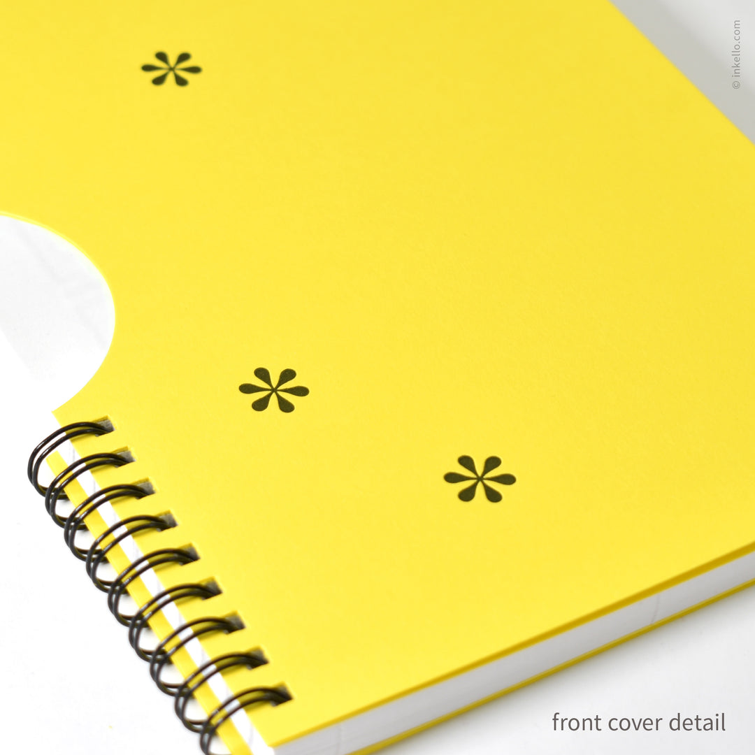 Black Asterisks Weekly Planner with Yellow Cover (