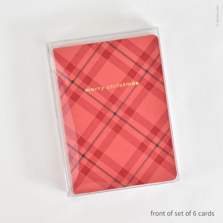 Plaid Merry Christmas Card with Gold Foil (