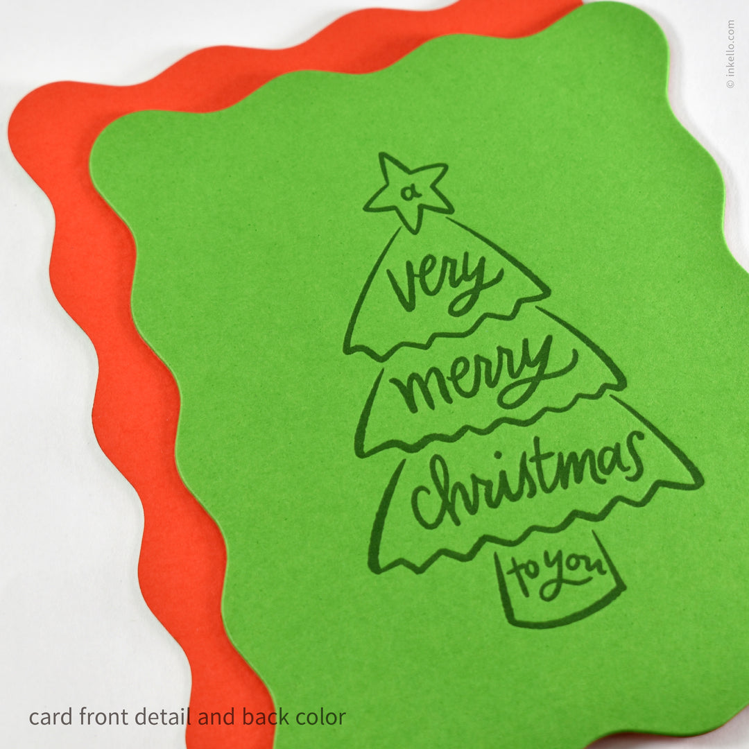Christmas Tree Wavy Flat Greeting Card (