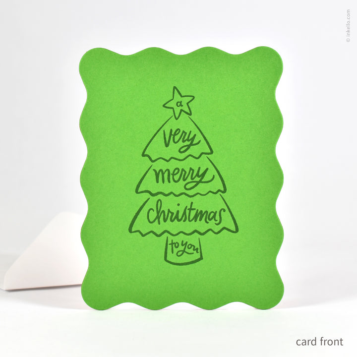 Christmas Tree Wavy Flat Greeting Card (