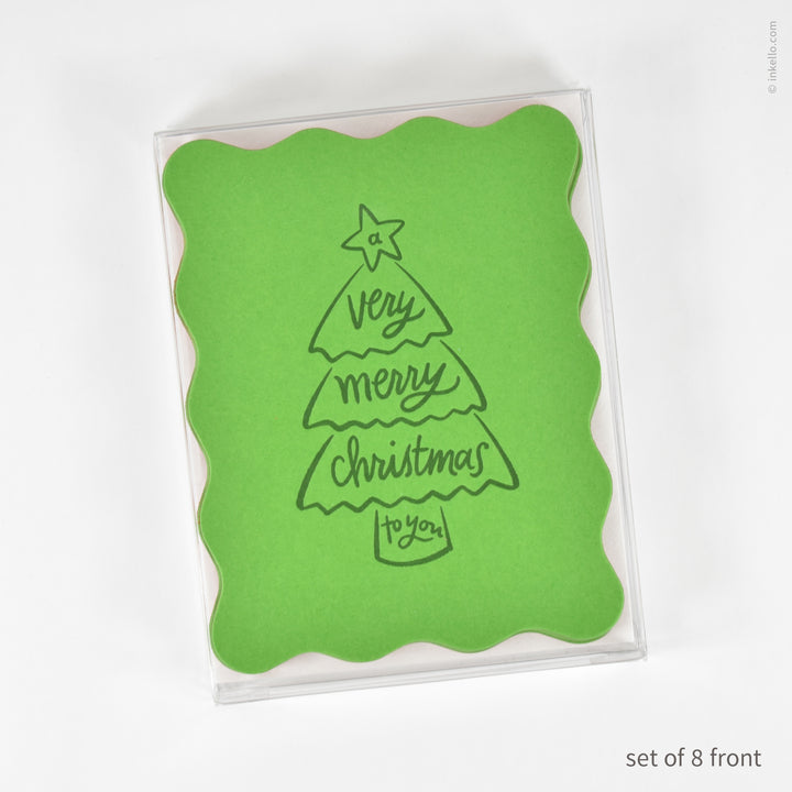 Christmas Tree Wavy Flat Greeting Card (