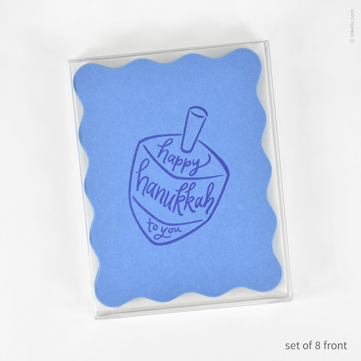 Dreidel Happy Hanukkah Wavy Flat Greeting Card (