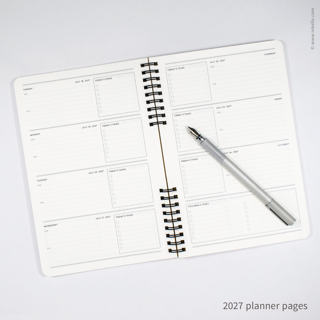 Black Asterisks Weekly Planner with Hot Pink Cover (