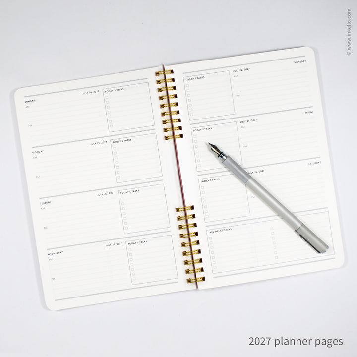 Weekly Planner with Cotton Candy Cover and School Cursive in Gold Foil (
