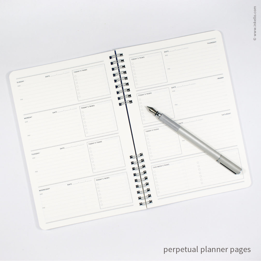 Swirl Weekly Planner with Black Cover and Silver Ink (