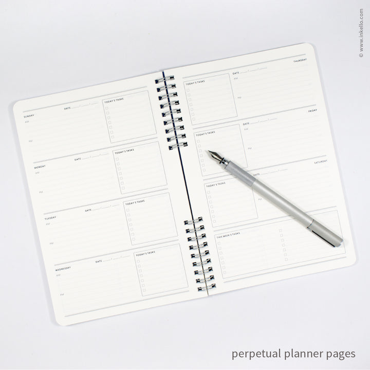 Big Burst Weekly Planner with Periwinkle Cover and Silver Ink (