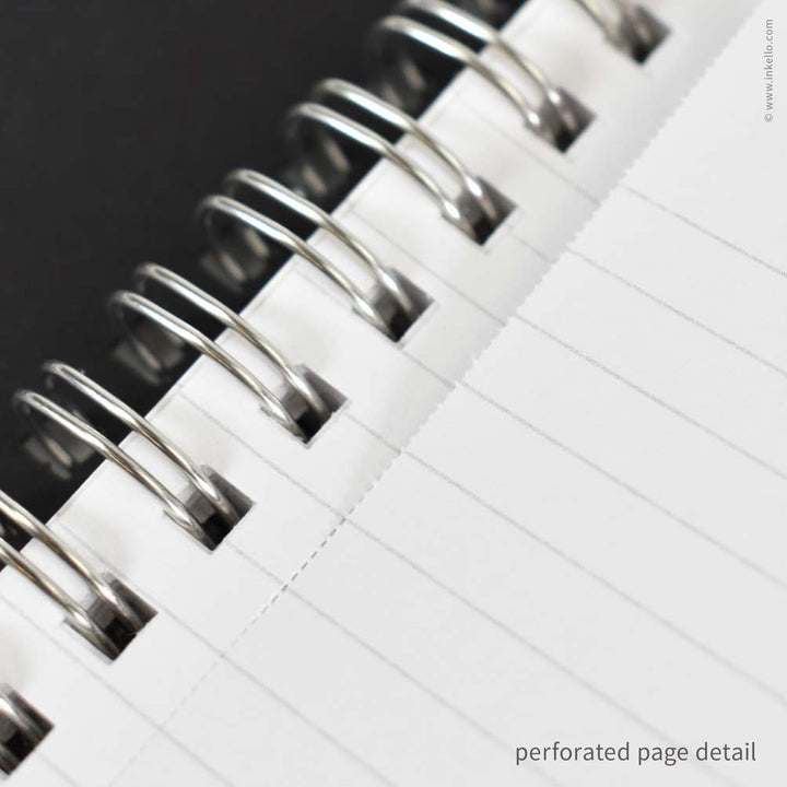 Swirl Spiral Notebook with Black Cover and Silver Ink (