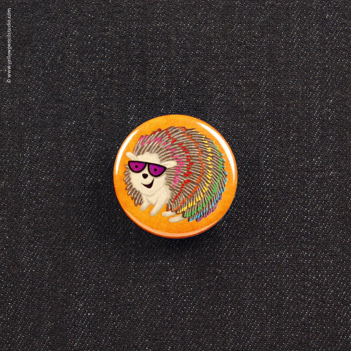 Rainbow Hedgehog Button - Yellow Pencil Studio