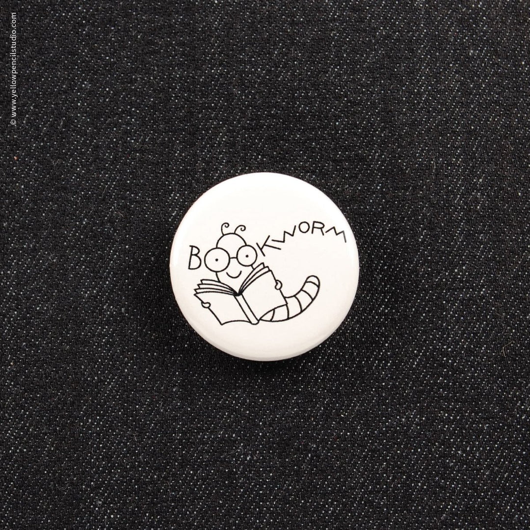 Bookworm Button - Yellow Pencil Studio