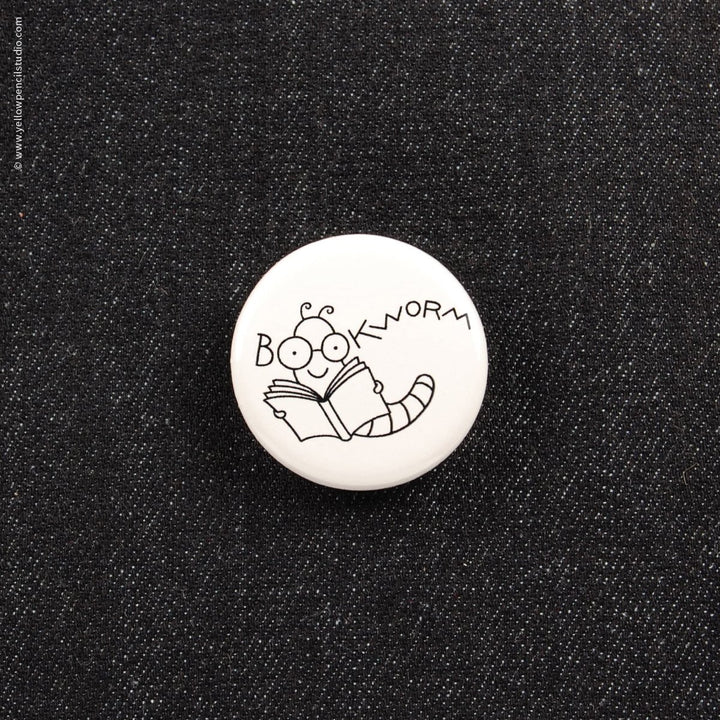 Bookworm Button - Yellow Pencil Studio