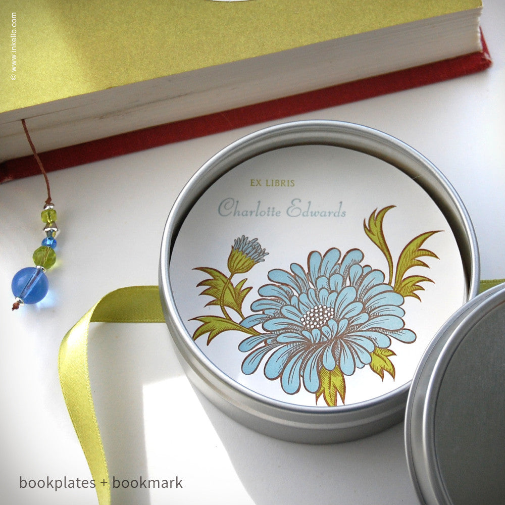 Mum Personalized Bookplates + Beaded Bookmark (#140) Bookplate - Inkello Letterpress