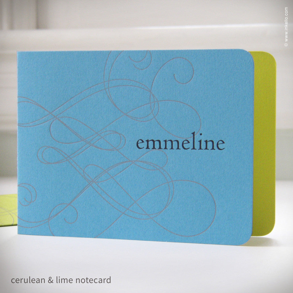 Swirly Personalized Notecards (#192) Stationery - Inkello Letterpress