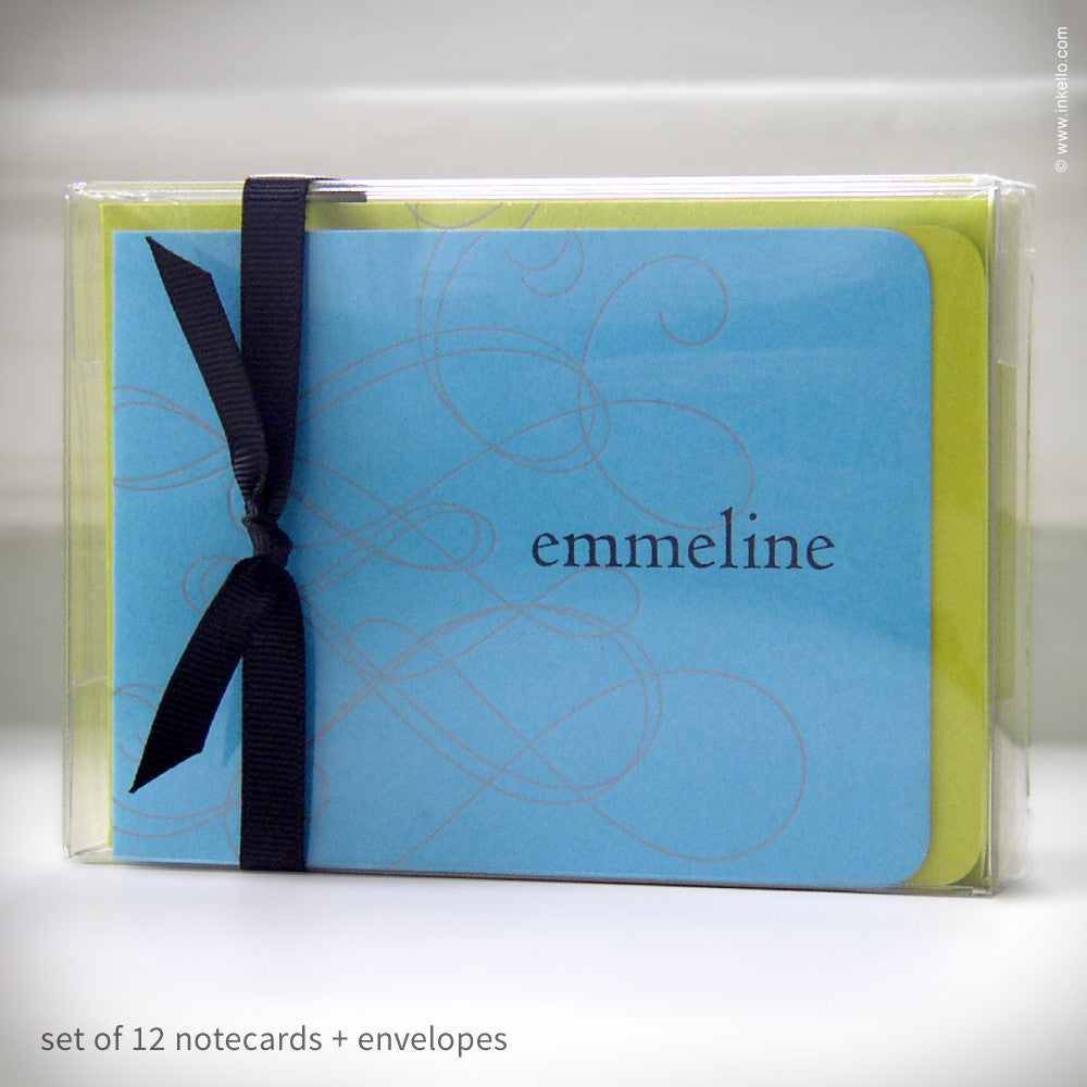 Swirly Personalized Notecards (#192) Stationery - Inkello Letterpress