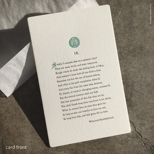 Shakespeare's 18th Sonnet Card (#204) Greeting Card - Inkello Letterpress