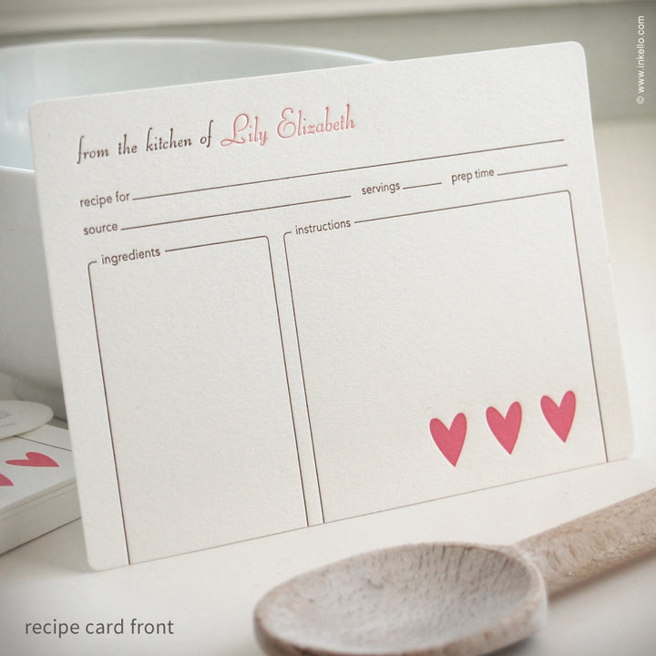 Heart Personalized Recipe Cards (