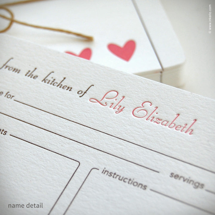 Heart Personalized Recipe Cards (