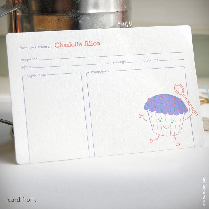 Cupcake Personalized Recipe Cards (