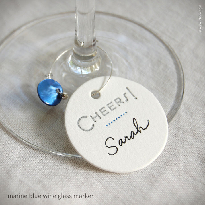 "Cheers" Dotted Wine Glass Markers (