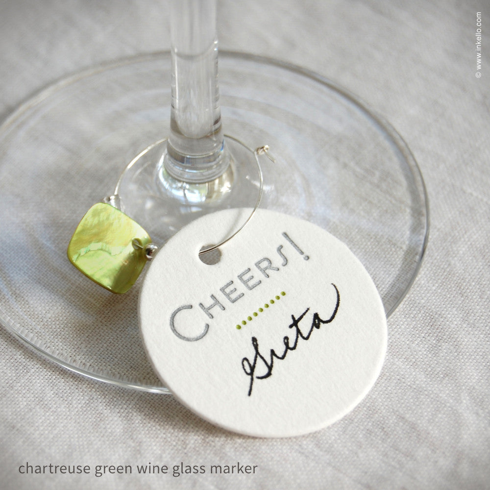 "Cheers" Dotted Wine Glass Markers (