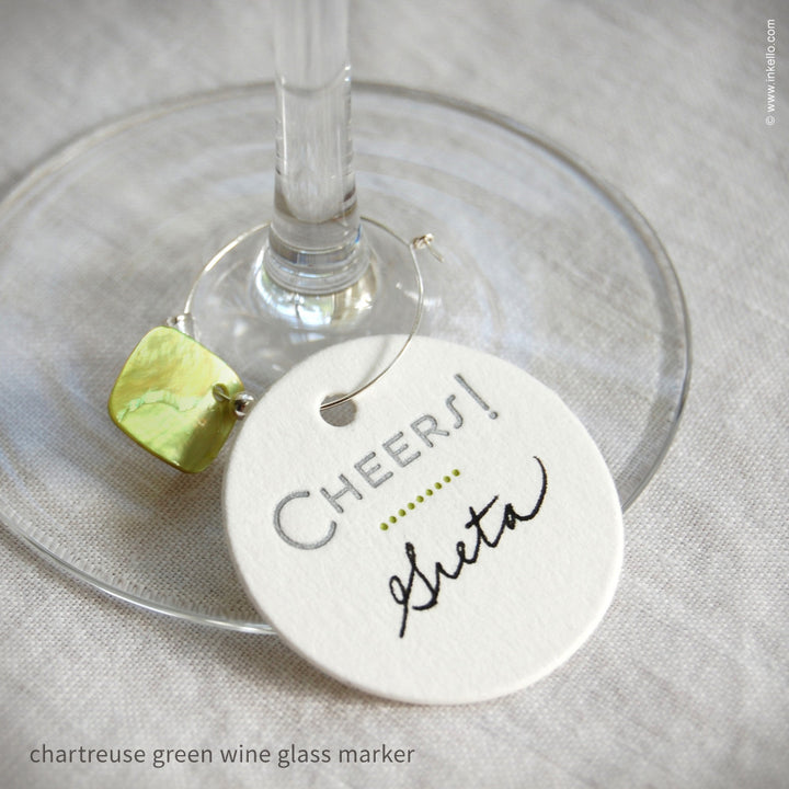 "Cheers" Dotted Wine Glass Markers (