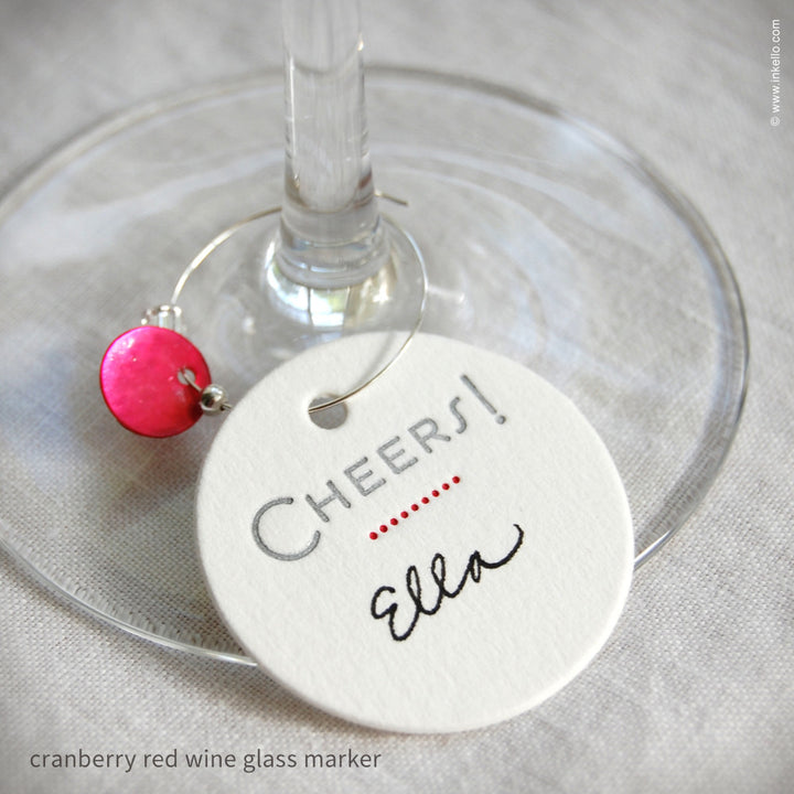 "Cheers" Dotted Wine Glass Markers (