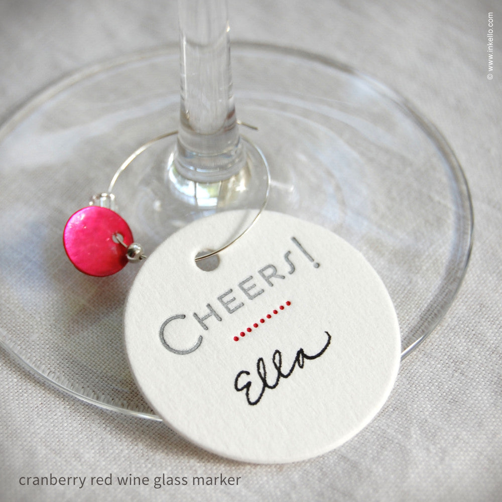 Cheers” Dotted Wine Glass Markers (#286) — Inkello Letterpress