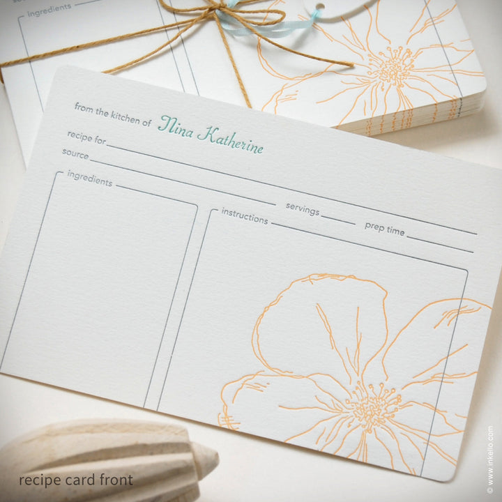 Snow Drop Anemone Personalized Recipe Cards (