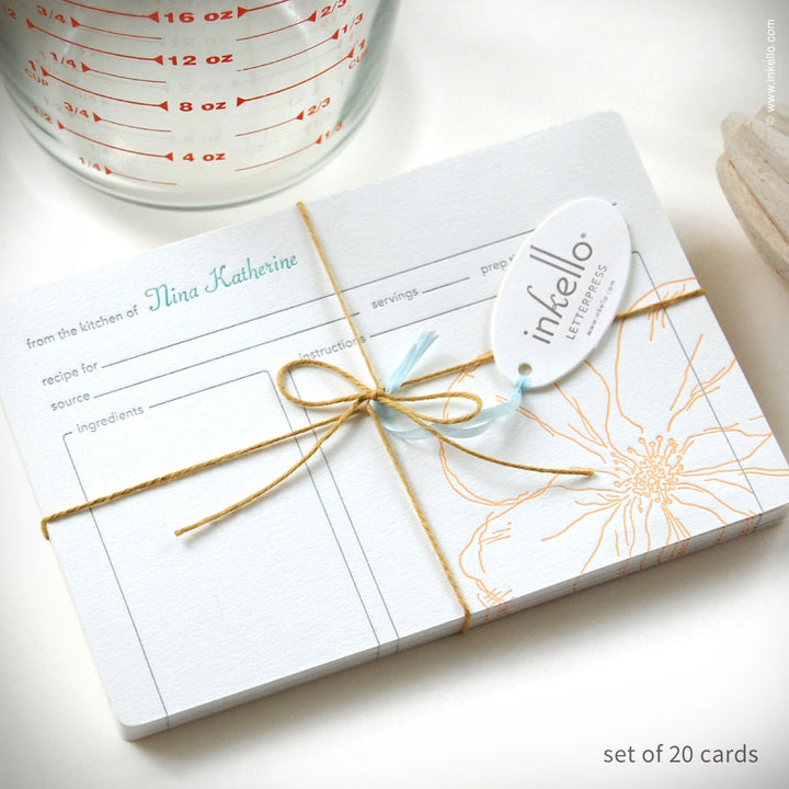 Snow Drop Anemone Personalized Recipe Cards (